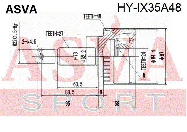 ШРУС НАРУЖНЫЙ 24x64,4x27 HY-IX35A48