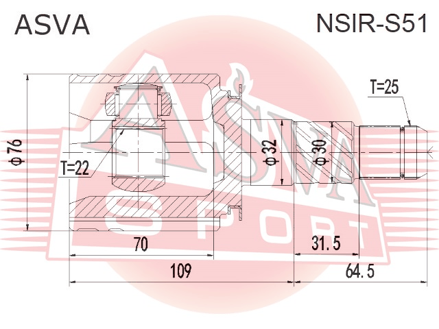 ШРУС ВНУТРЕННИЙ ПРАВЫЙ  22x32x25 NSIR-S51
