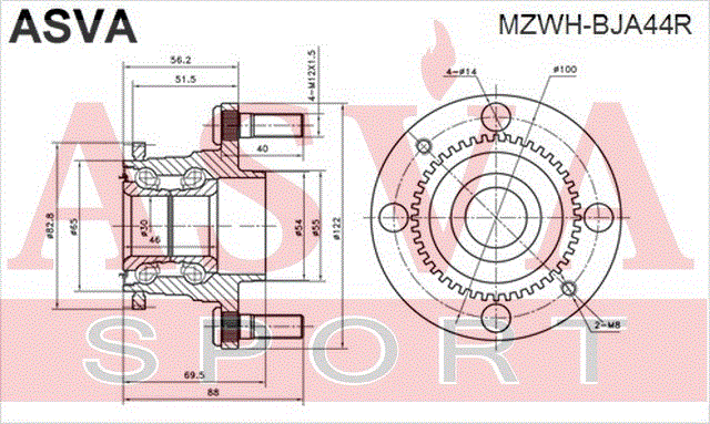 СТУПИЦА ЗАДНЯЯ С КОЛЬЦОМ АБС MZWH-BJA44R