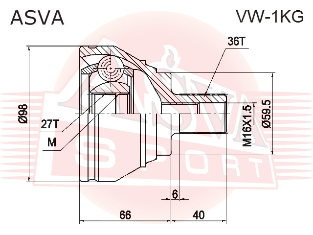 ШРУС НАРУЖНЫЙ 27X59.5X36 VW-1KG