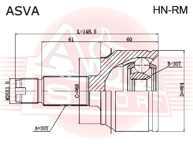 ШРУС НАРУЖНЫЙ 30X68X30 HN-RM