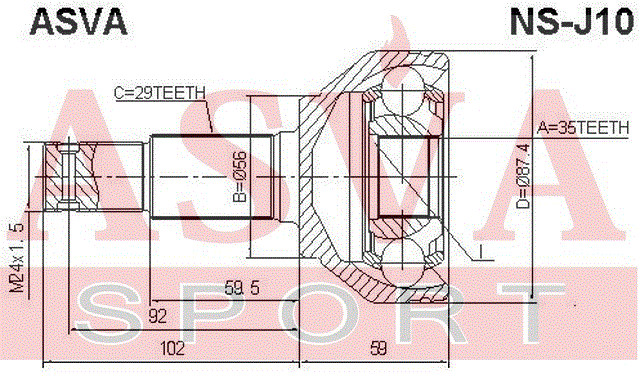 ШРУС НАРУЖНЫЙ 35x56x29 NS-J10