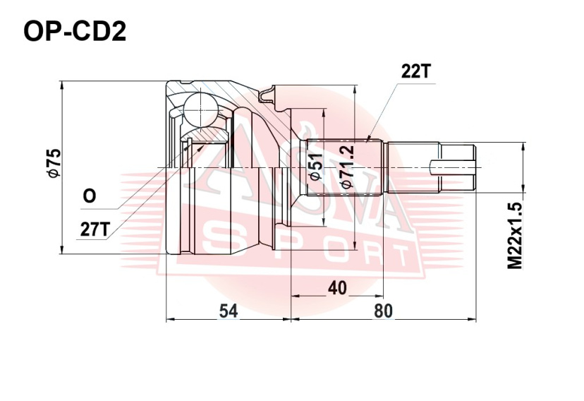 ШРУС НАРУЖНЫЙ 27X51X22 OP-CD2