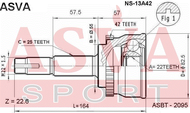 ШРУС НАРУЖНЫЙ 22x55x25 NS-13A42