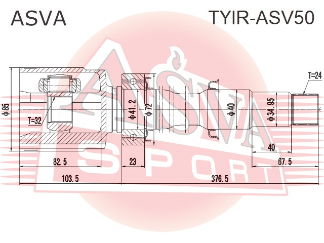 ШРУС ВНУТРЕННИЙ ПРАВЫЙ 32x40x24 TYIR-ASV50