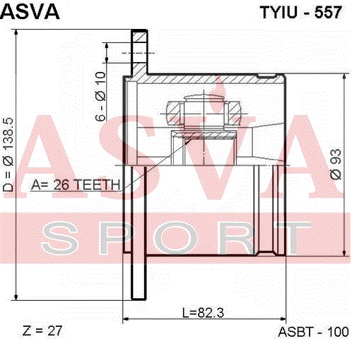 ШРУС ВНУТРЕННИЙ 26x138.5 TYIU-557