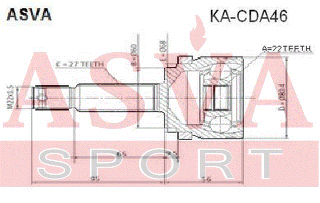 ШРУС НАРУЖНЫЙ 22x60x27 KA-CDA46