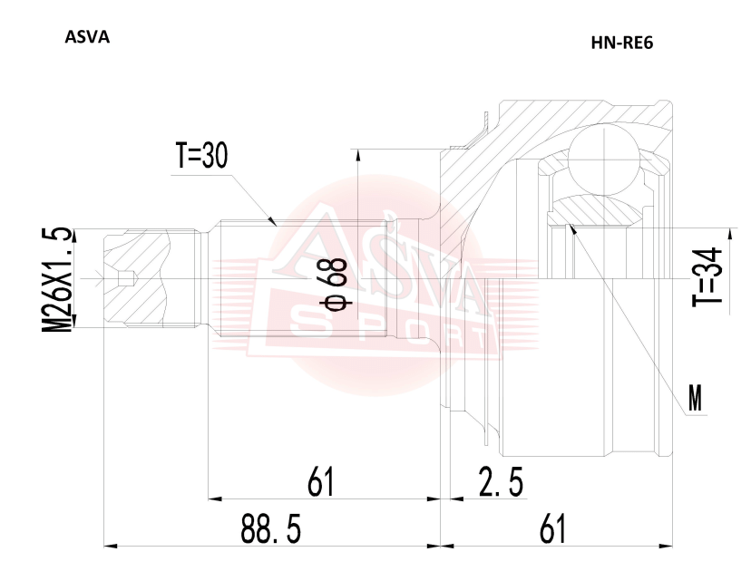 ШРУС НАРУЖНЫЙ 34X68X30 HN-RE6