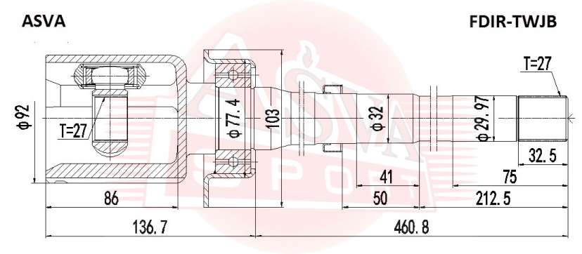 ШРУС ВНУТРЕННИЙ ПРАВЫЙ 27X32X27 FDIR-TWJB