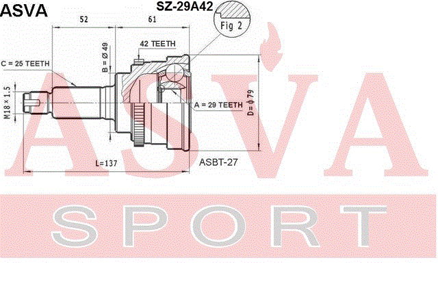 ШРУС НАРУЖНЫЙ 29x49x25 SZ-29A42