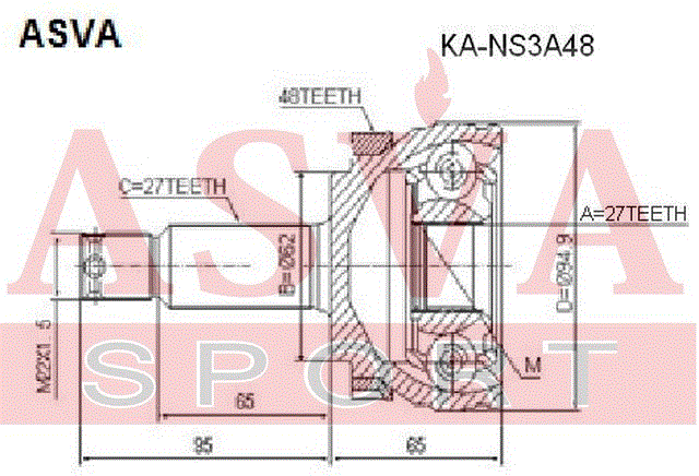 ШРУС НАРУЖНЫЙ 23x62x27 KA-NS3A48