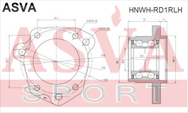 ПОДШИПНИК ЗАДНЕЙ ЛЕВОЙ СТУПИЦЫ HNWH-RD1RLH