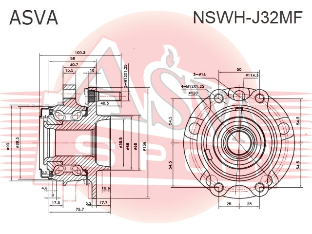 СТУПИЦА ПЕРЕДНЯЯ С МАГНИТНЫМ КОЛЬЦОМ АБС 2.5 NSWH-J32MF