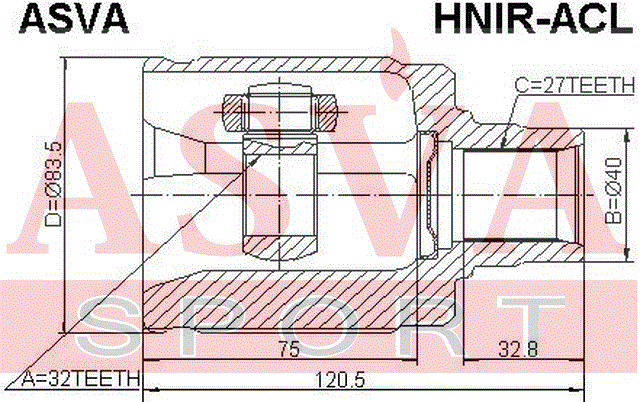 ШРУС ВНУТРЕННИЙ ПРАВЫЙ 32x40x27 HNIR-ACL