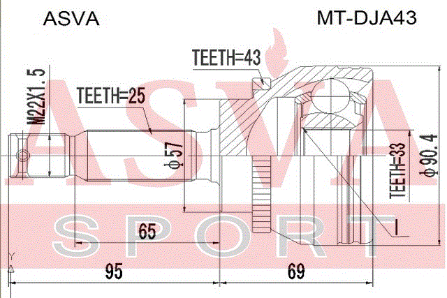 ШРУС НАРУЖНЫЙ 33x57x25 MT-DJA43