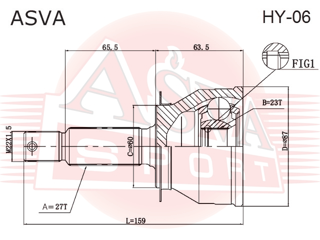 ШРУС НАРУЖНЫЙ 23X60X27 HY-06