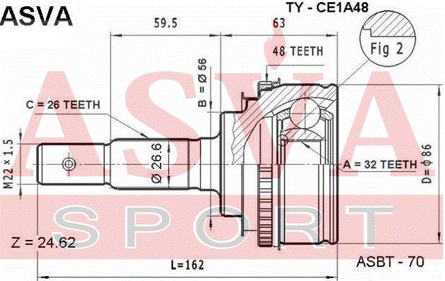 ШРУС НАРУЖНЫЙ 32x56x26 TY-CE1A48