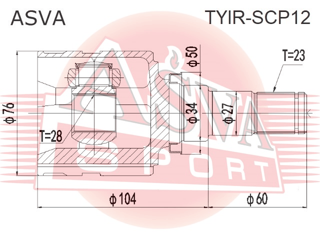 ШРУС ВНУТРЕННИЙ ПРАВЫЙ 28X33.8X23 TYIR-SCP12