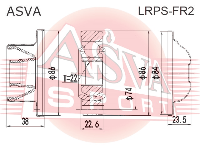 ШРУС КАРДАННОГО ВАЛА 22X86 LRPS-FR2