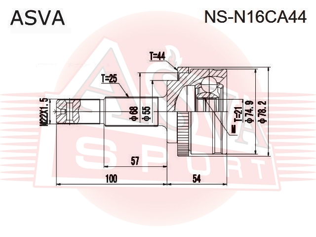ШРУС НАРУЖНЫЙ 21x55x25 NS-N16CA44