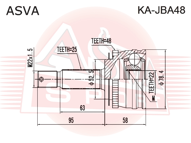 ШРУС НАРУЖНЫЙ 22x52.5x25 KA-JBA48