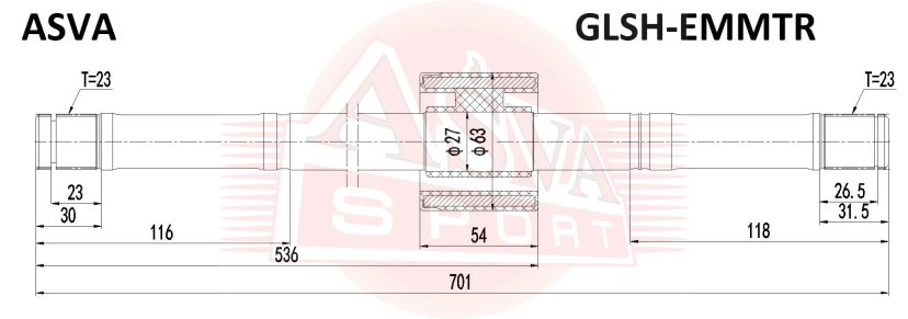 ПОЛУОСЬ ПРАВАЯ GLSH-EMMTR