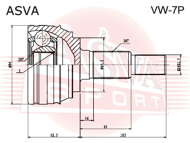 ШРУС НАРУЖНЫЙ 28X64,5X30 VW-7P