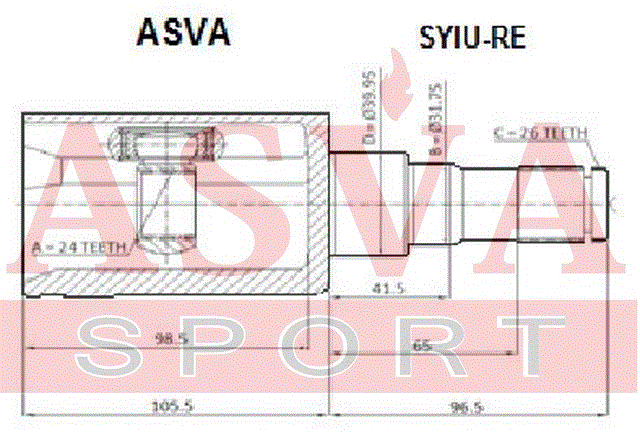 ШРУС ВНУТРЕННИЙ 24x40x26 (OEM-исполнение) SYIU-RE