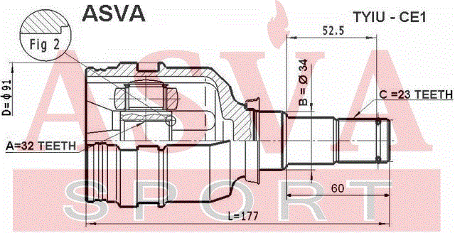 ШРУС ВНУТРЕННИЙ 32x34x23 TYIU-CE1