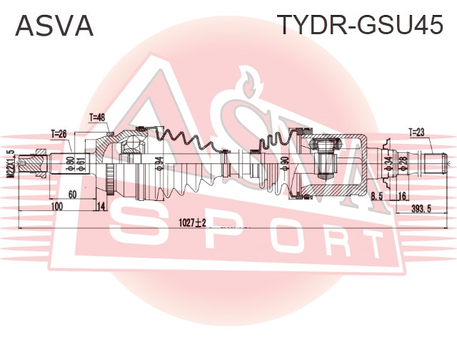 ПРИВОДНОЙ ВАЛ ПРАВЫЙ TYDR-GSU45