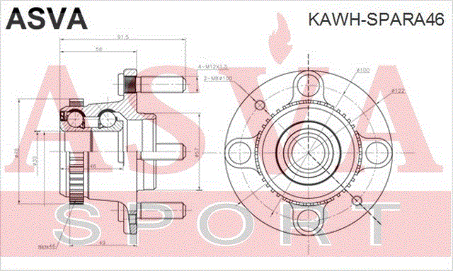 СТУПИЦА ЗАДНЯЯ С КОЛЬЦОМ АБС KAWH-SPARA46
