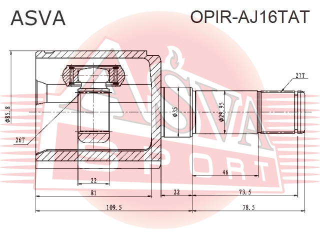 ШРУС ВНУТРЕННИЙ ПРАВЫЙ 26X35X27 OPIR-AJ16TAT