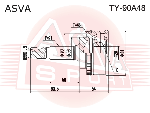 ШРУС НАРУЖНЫЙ 28x56x24 TY-90A48