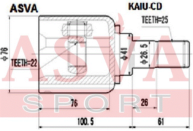 ШРУС ВНУТРЕННИЙ 22x41x25 KAIU-CD
