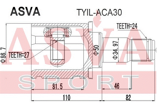 ШРУС ВНУТРЕННИЙ 27x50x24 (OEM-исполнение) TYIL-ACA30