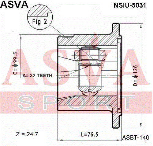 ШРУС ВНУТРЕННИЙ 32x126 NSIU-5031