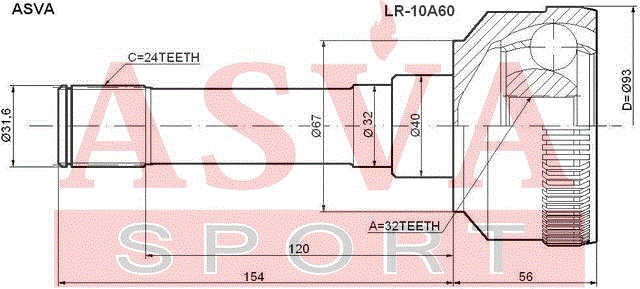 ШРУС НАРУЖНЫЙ 32x67(32)x24 LR-10A60