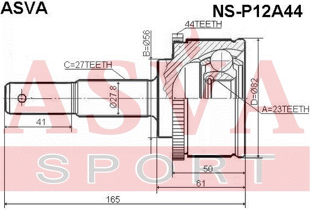 ШРУС НАРУЖНЫЙ 23x56x27 NS-P12A44