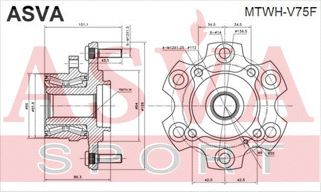 СТУПИЦА ПЕРЕДНЯЯ MTWH-V75F
