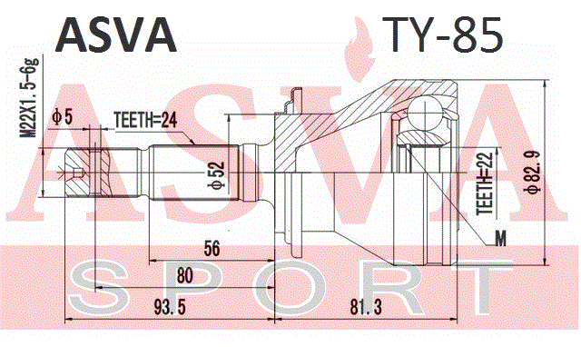 ШРУС НАРУЖНЫЙ 22x52x24 TY-85