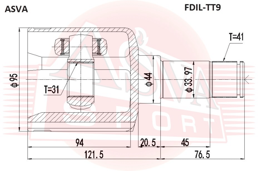 ШРУС ВНУТРЕННИЙ ЛЕВЫЙ 31X44X41 FDIL-TT9