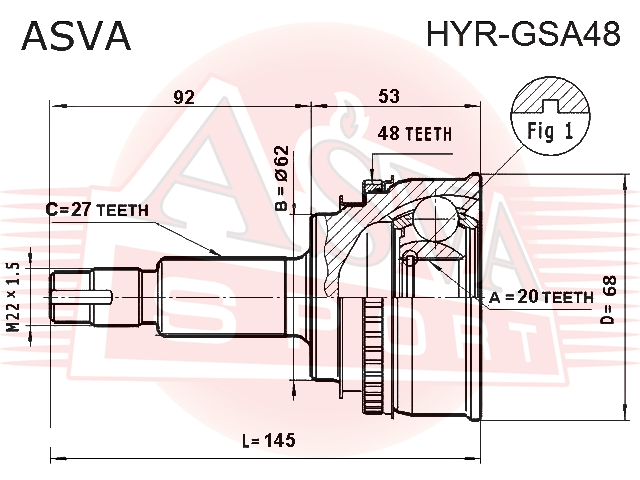 ШРУС НАРУЖНЫЙ ЗАДНИЙ 20x62x27 HYR-GSA48