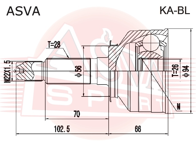 ШРУС НАРУЖНЫЙ 26x56x28 KA-BL