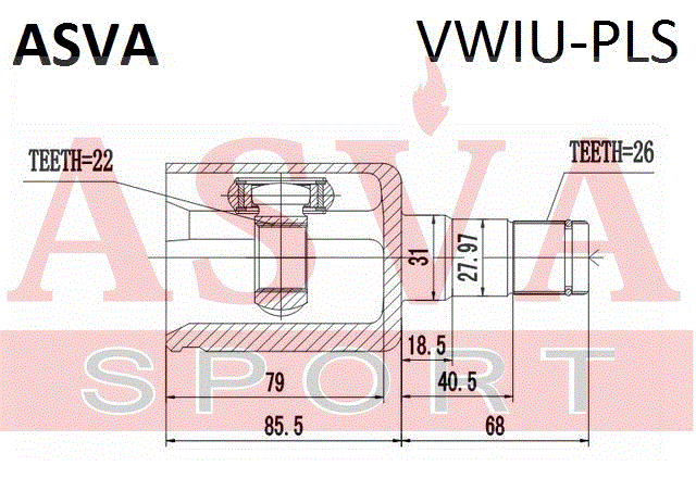 ШРУС ВНУТРЕННИЙ 22x31x26 VWIU-PLS