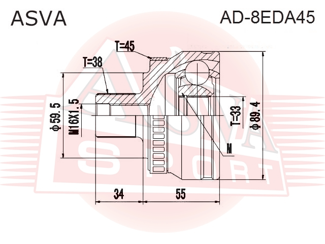ШРУС НАРУЖНЫЙ 33x59.5x38 AD-8EDA45