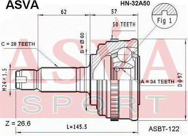 ШРУС НАРУЖНЫЙ 34x60x28 HN-32A50