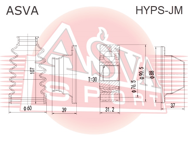 ШРУС КАРДАННОГО ВАЛА 30X76.7 HYPS-JM