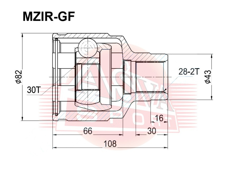 ШРУС ВНУТРЕННИЙ ПРАВЫЙ 30x45x28 MZIR-GF