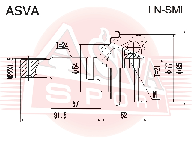 ШРУС НАРУЖНЫЙ 21x54x24 LN-SML