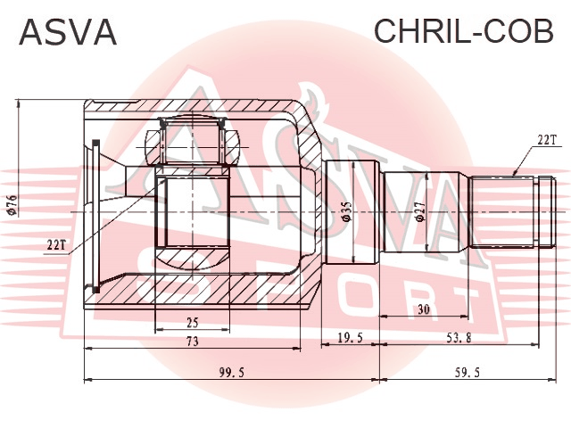 ШРУС ВНУТРЕННИЙ ЛЕВЫЙ 22X35X22 CHRIL-COB